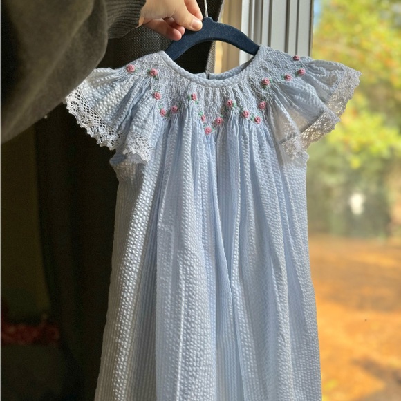 NWOT SMOCKED SEERSUCKER DRESS - Picture 2 of 2